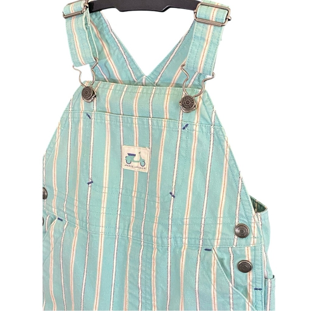 Janie and Jack Cotton Striped Shortalls Overalls Size 6-12 Months - Picture 3 of 8